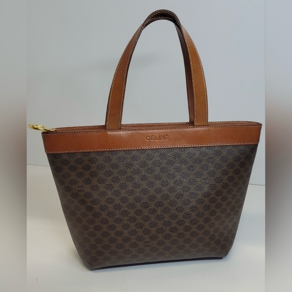 Celine Macadam Brown Leather Tote Bag